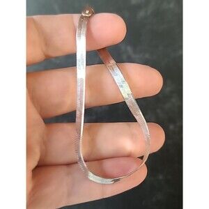 925 Sterling Silver Herringbone Chain Bracelet Vintage Italy